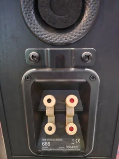 Bowers &amp; Wilkins 686 Bookshelf Speakers – Pair (Black Ash Finish) with Stands