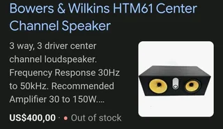 Bowers &amp; Wilkins HTM61 Centre Channel Speaker – Black Ash Finish