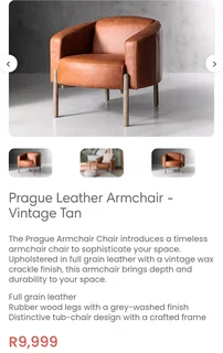 For Sale: Prague Leather Armchair – Vintage TanPre-owned and in excellent condition. Features modifi