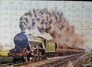 Mounted puzzles of railway scenes