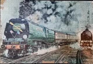 Mounted puzzles of railway scenes