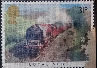 Mounted puzzles of railway scenes