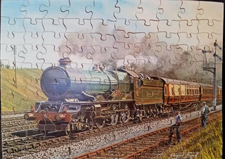 Mounted puzzles of railway scenes