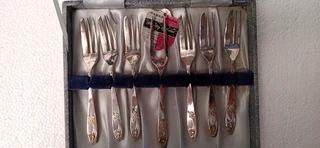 Silver plated cake fork set