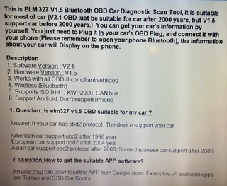 Car OBD2 scanner for use with phone