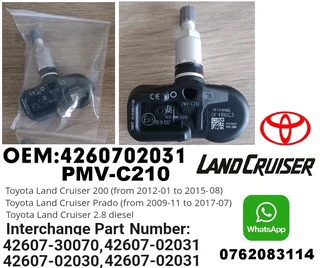 Toyota Land Cruiser TPMS tyre pressure monitor sensors and valve stems