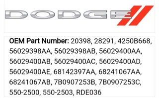 Dodge Vehicle TPMS tyre pressure monitor sensors