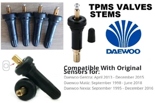 Daewoo TPMS/ tyre pressure monitor sensors and valve stems
