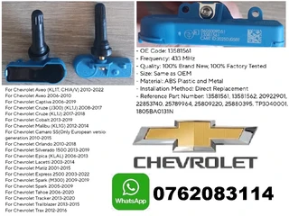 Chevrolet TPMS / Tyre pressure monitor sensors and valve stems