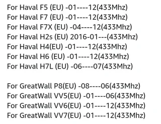 Great Wall / Haval Tyre Pressure sensors &amp; valves