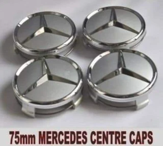 Mercedes 75mm Wheel centre caps badegs