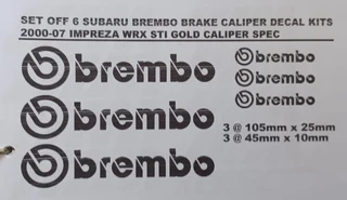 Subaru / STI / Brembo brake caliper stickers decals