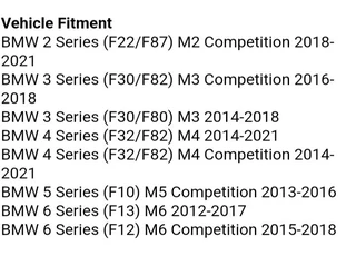 BMW M2 M3 M4 M5 M6 / Competition engine air filters