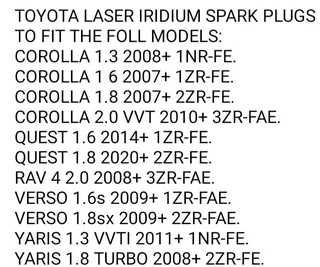 Toyota NGK Spark Plugs - Set off 4