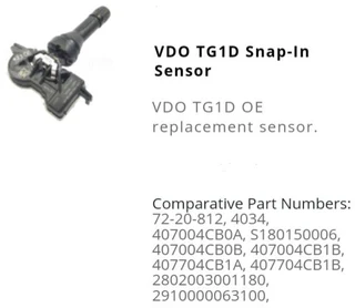 Nissan TPMS valve stems for older vehicles