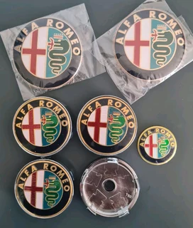 Alfa Romeo Black &amp; Silver badges / wheel centre caps