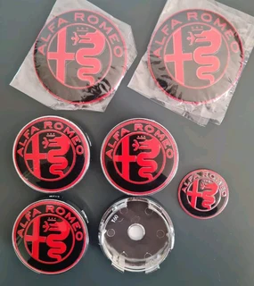 Alfa Romeo Black &amp; Silver badges / wheel centre caps