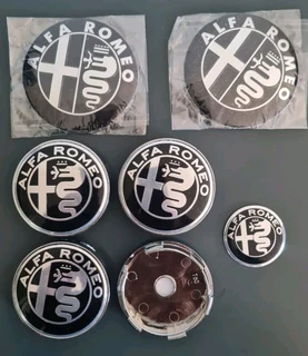 Alfa Romeo Black & Silver badges / wheel centre caps
