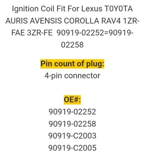 Set off 4 Toyota 4 pin igniton coils