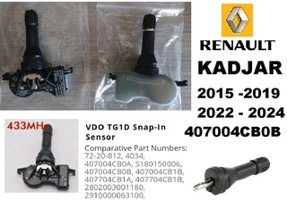 Renault Kadjar TPMS tyre pressure sensors and valves
