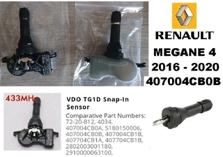 Renault Megane 4 (IV) Tyre pressure monitor sensors & valves.