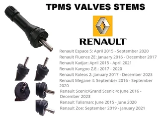 Renault Koleos Tyre Pressure Monitor Sensors / TPMS valve stems