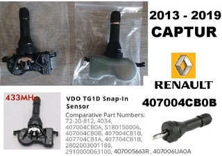 Renault Captur Tyre pressure sensors / TPMS valve stems