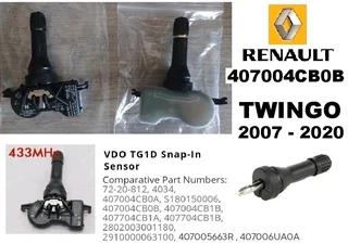 Renault Twingo TPMS tyre pressure monitor sensors