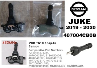 Nissan Juke TPMS tyre pressure monitor sensors & valves
