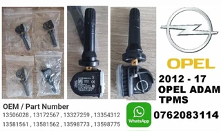 2012 - 17 Opel Adam TPMS tyre pressure monitor sensors and valves
