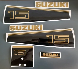 1980&#39;s Suzuki 15 outboard motors stickers decql set
