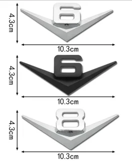 Top quality metal V6 and V8 Badges emblems