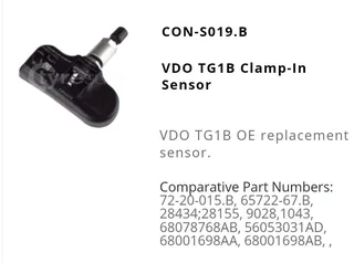 Tyre Valves for Siemens VDO TG1B TPMS Sensors
