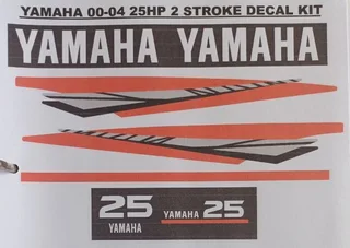 Yamaha 25 two stroke outboard motor cowl stickers decals sets