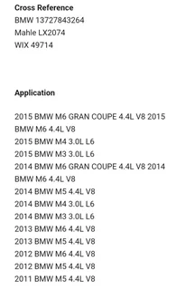 Pair off new BMW M series air filters