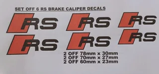 Audi RS brake caliper stickers decals sets