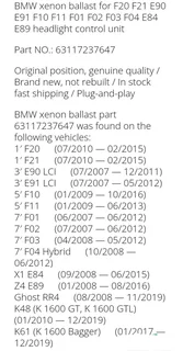 E90 BMW HID headlight ballast control module