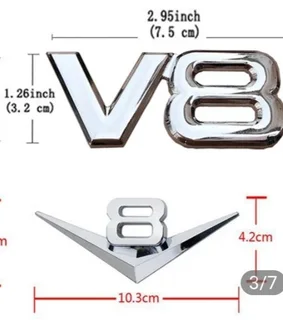 Metal V6 and V8 badges emblems
