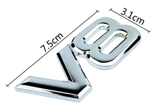 Metal V6 and V8 badges emblems