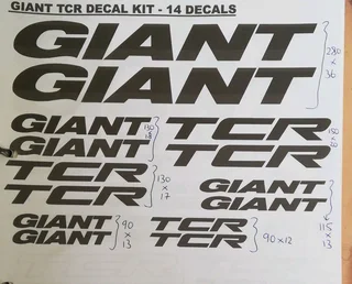 Giant TCR decals stickers vinyl cut graphics sets