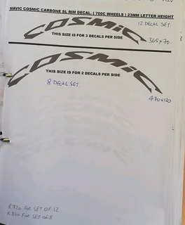 Mavic Cosmic wheel rim stickers decals sets