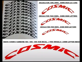 Mavic Cosmic wheel rim stickers decals sets