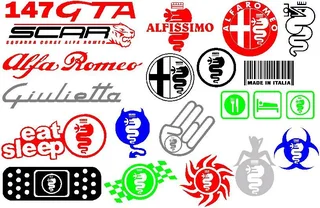 Alfa Romeo Decals stickers graphics badges emblems, key rings, valve caps