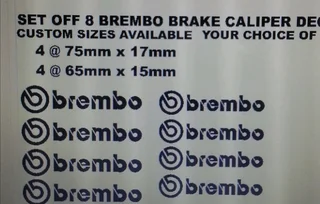 Vinyl cut Brembo caliper decals stickers set