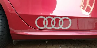 Pair of Audi logo side skirt decals stickers graphics