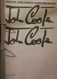 Pair of Mini John Cooper door side decals graphics vinyl cut stickers