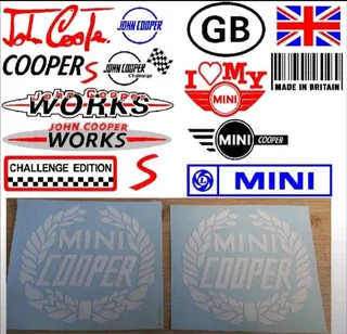 Pair of austin mini cooper laurel stickers decals vinyl cut graphics
