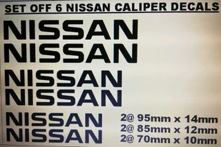 Set Off 6 Nissan Brake Caliper Decals / Vinyl Cut Stickers