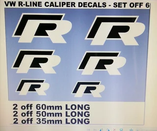 Set off 10 VW R logo golf polo scirocco brake caliper decals stickers