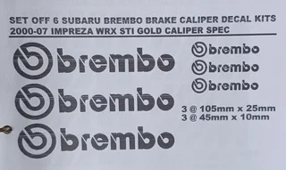 Brembo brake caliper vinyl cut decals stickers - Set off 8